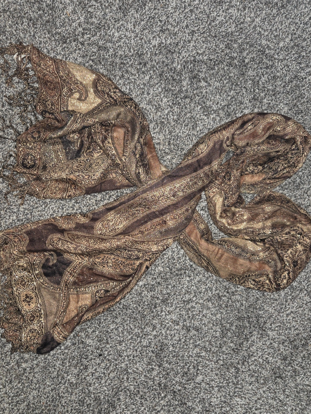 Brown Paisley Fringe Scarf - Collectioneighteen